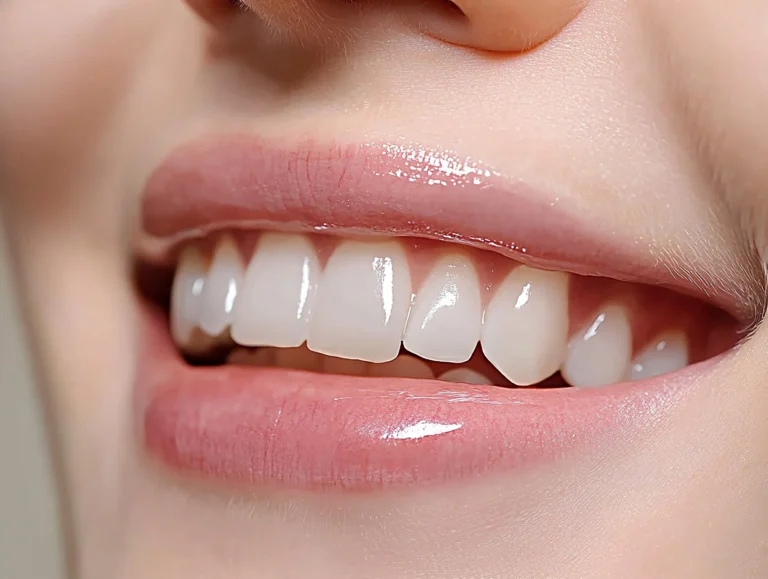glossy lips sparkling teeth creating radiant vibrant smiling appearance Horizontal